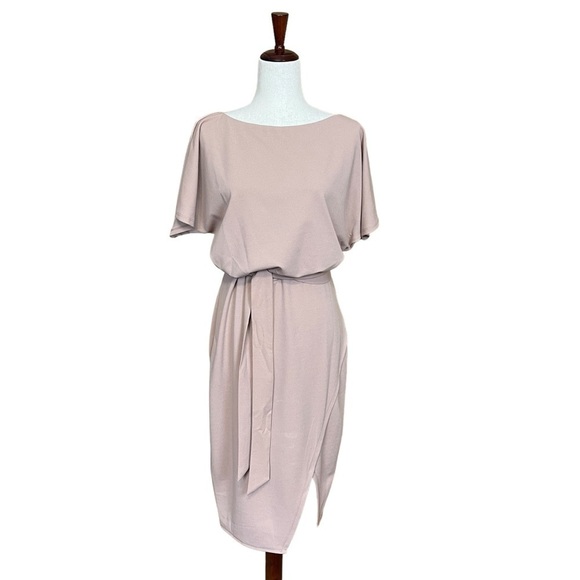 Kensie Tie Front Blouson Dress. Tan Blush Size 10 #1333 NWT - Picture 4 of 12